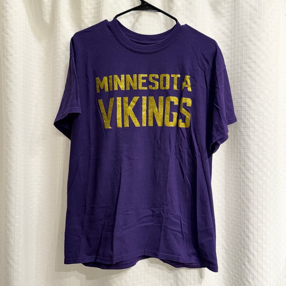 Gildan Purple and Gold Glitter Crewneck T-Shirt